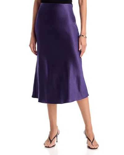 Aqua Midi Satin Slip Skirt - Exclusive In Purple