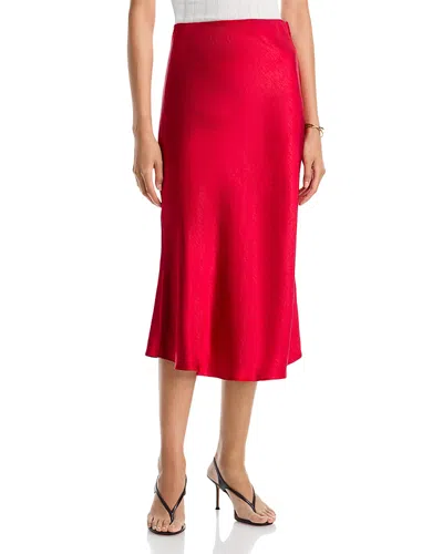 Aqua Midi Satin Slip Skirt - Exclusive In Red