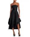 Aqua Mikado Strapless Midi Gown - Exclusive In Black
