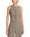 Aqua Mini Check Button Front Vest - Exclusive In Brown Multi