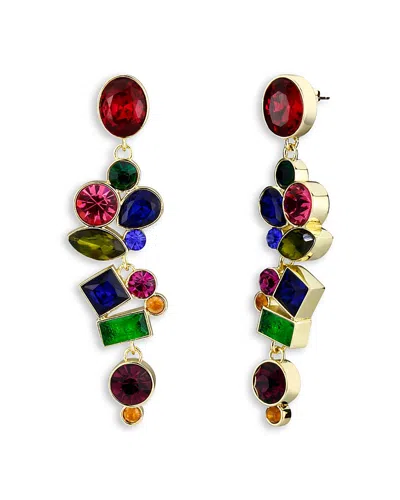 Aqua Mixed Cubic Zirconia Cluster Linear Drop Earrings - Exclusive In Multi