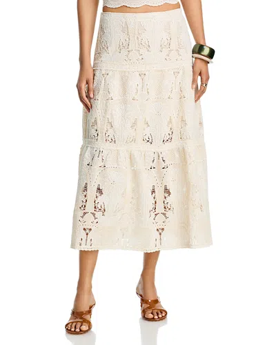 Aqua Mixed Lace Maxi Skirt - Exclusive In White