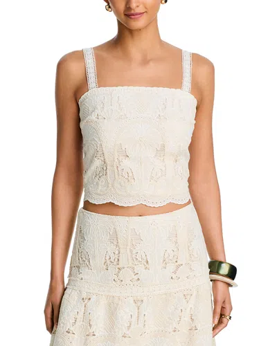 Aqua Mixed Lace Tank Top - Exclusive In White