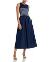 Aqua Mixed Media Maxi Dress - Exclusive In Blue