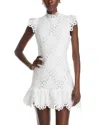 Aqua Mock Neck Lace Shift Dress - Exclusive In White