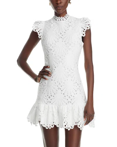 Aqua Mock Neck Lace Shift Dress - Exclusive In White