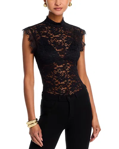 Aqua Mock Neck Lace Tank Top - Exclusive In Black