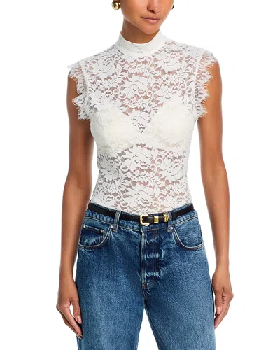 Aqua Mock Neck Lace Tank Top - Exclusive In White