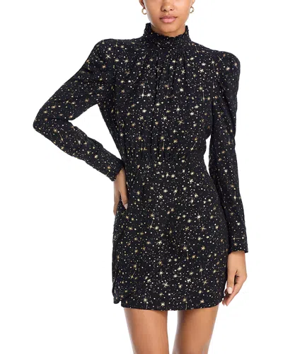 Aqua Mock Neck Mini Dress - Exclusive In Black/gold