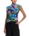 Aqua Mockneck Floral Top - Exclusive In Navy Multi