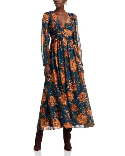 Aqua Moody Floral Maxi Dress - Exclusive In Navy Multi