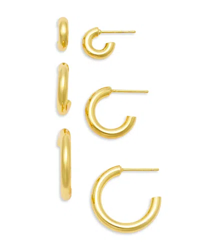 Aqua Multi Size C Hoop Earrings, Set Of 3 - Exclusive In Gold