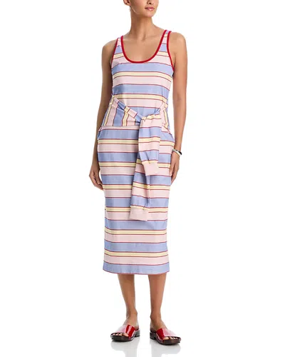 Aqua Multi Stripe Tank Midi Dress - Exclusive In Blue