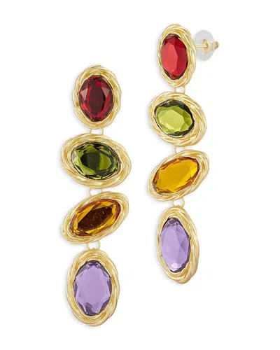 Aqua Multicolor Crystal Statement Earrings - Exclusive