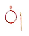 Aqua Multicolor Hoop Drop Earrings - Exclusive In Red/gold