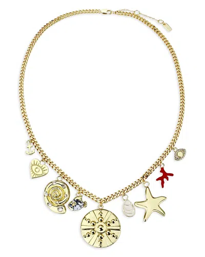 Aqua Nautical Charm Necklace, 20-22 - Exclusive In Gold
