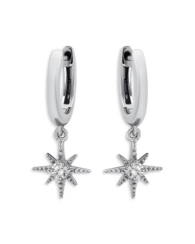 Aqua North Star Charm Hoop Earrings In Sterling Silver Or 18k Yellow Gold Plated Sterling Silver, 1.3l - 