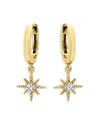 Aqua North Star Charm Hoop Earrings In Sterling Silver Or 18k Yellow Gold Plated Sterling Silver, 1.3l -  In Gold