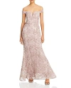 Aqua Womens Soutache Off-the-shoulder Evening Dress In Taupe