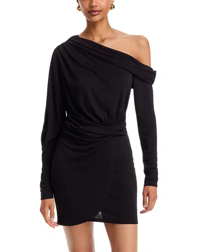 Aqua Off The Shoulder Jersey Mini Dress - Exclusive In Black