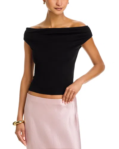 Aqua Off-the-shoulder Jersey Top - Exclusive In Black
