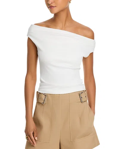 Aqua Off-the-shoulder Jersey Top - Exclusive In White