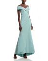Aqua Off The Shoulder Scuba Dress - Exclusive In Sage