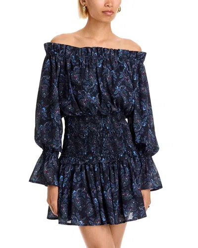 Aqua Off The Shoulder Smocked Mini Dress - Exclusive In Blue