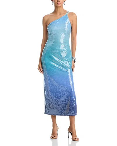 Aqua Ombre Sequin Halter Maxi Dress - Exclusive In Blue