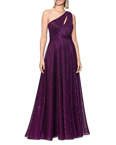 Aqua One Shoulder Crinkled Metallic Gown - 100% Exclusive In Black/purple