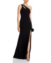 Aqua One-shoulder Gown - Exclusive In Black/nude