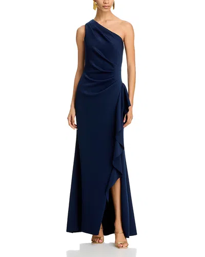 Aqua One Shoulder Ruffled Dress - Exclusive In Midnight