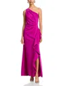 Aqua One Shoulder Ruffled Dress - Exclusive In Orchid