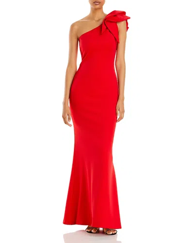 Aqua One-shoulder Scuba Gown - Exclusive In Red
