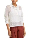Aqua Open Stitch Polo Sweater - Exclusive In White