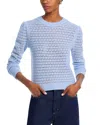 Aqua Openwork Cashmere Crewneck Sweater - Exclusive In Blue