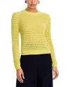 Aqua Openwork Cashmere Crewneck Sweater - Exclusive In Yellow