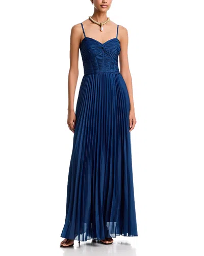 Aqua Orzna Pleated Gown - Exclusive In Blue