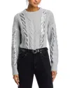 Aqua Oversized Sequin Cable Knit Crewneck Sweater - Exclusive In Gray