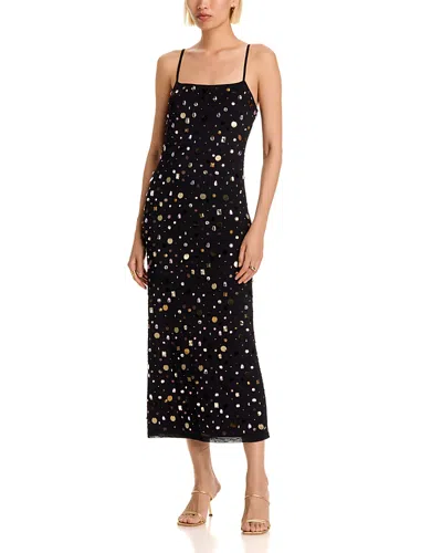 Aqua Paillette Mesh Maxi Dress - Exclusive In Black