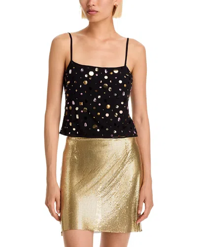 Aqua Paillette Mesh Top - Exclusive In Black