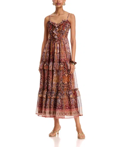 Aqua Paisley Border Midi Dress - Exclusive In Multi