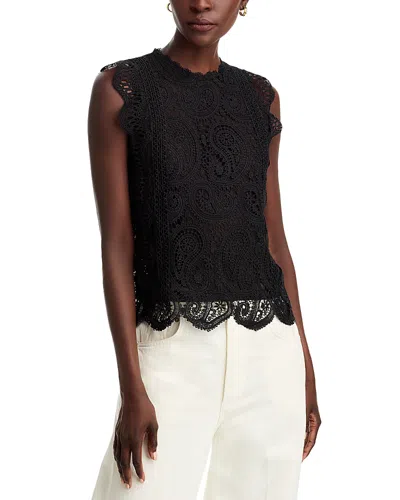 Aqua Paisley Lace Top - Exclusive In Black