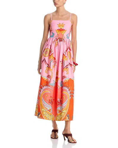 Aqua Paisley Midi Dress - Exclusive In Pink