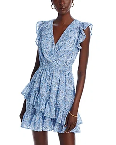 Aqua Paisley Ruffle Mini Dress - 100% Exclusive In Blue