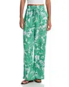 Aqua Palm Print Wide Leg Pants - Exclusive In Light Blue