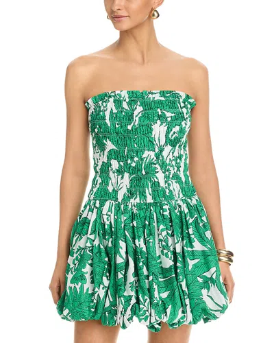 Aqua Palm Strapless Bubble Hem Dress - Exclusive In Multi
