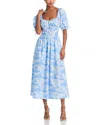 AQUA PALM TOILE MIDI DRESS - EXCLUSIVE