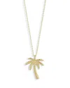 Aqua Palm Tree Pendant Necklace, 15-17 - Exclusive In Gold