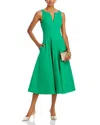 Aqua Paneled Midi Dress In Green In Green